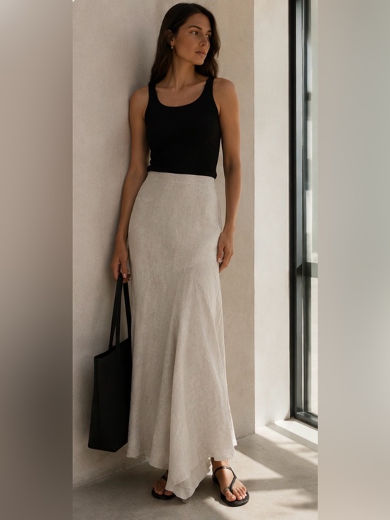 Theory Dresses & Skirts - Theory 100% Linen Asymmetrical Maxi Skirt | Minimalist Ivory Neutral size 2